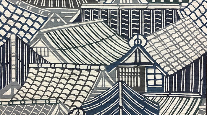 松江まち作　型絵染　絽九寸名古屋帯